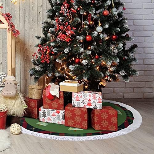 חצאית עץ חג המולד מחצלת בסיס עץ משובץ חג המולד עם ציצית 30 חצאית עץ חג המולד חורף כדורי חג