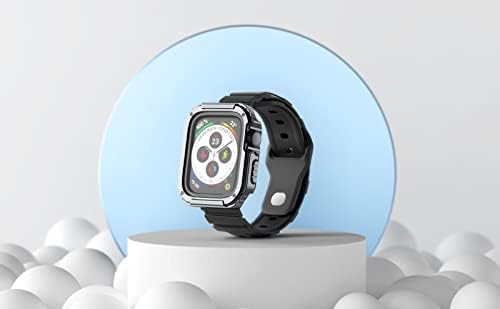 מארז המחוספס הכי מחוספס תואם לסדרת Apple Watch 6/5/4/SE 44 ממ עם מגן מסך זכוכית מחוסמת, כיסוי TPU קשה