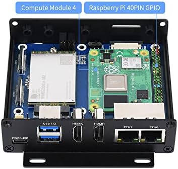 מחשב כפול Gigabit Ethernet 5G/4G מיני-מחשב למודול מחשוב Raspberry Pi 4, עם לוח בסיס, מארז מתכת ומאוורר קירור,