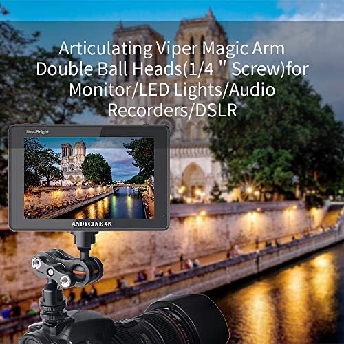 Andycine Viper Arm Arm, ראשי כדור כפול מצד צג Rig Monitor Mount vlogger עבור צג LCD/DV Monitor/LED