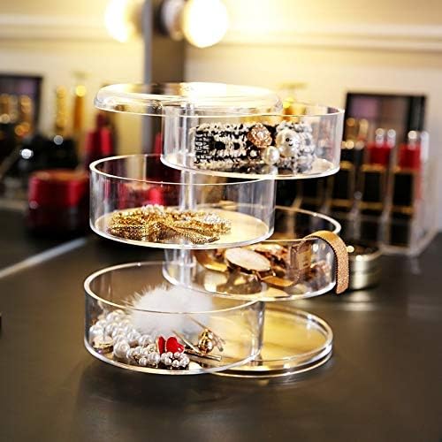 ANNCUS שקוף 360 מעלות סיבוב תכשיטים רב שכבתיים עגילי קופסאות אחסון מחזיק חפצים קטנים מארגן תיבת תכשיטים