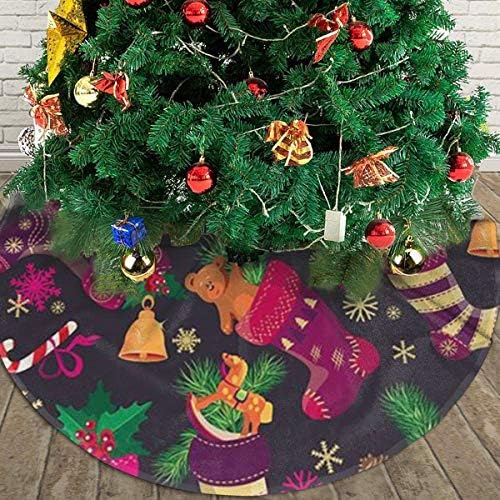 חצאית עץ חג מולד שמח של Lveshop עגול יוקרה עגול מקורה מחצלת חוץ כפרי קישוטי חג עץ חג המולד （30 /36 /48 שלושה