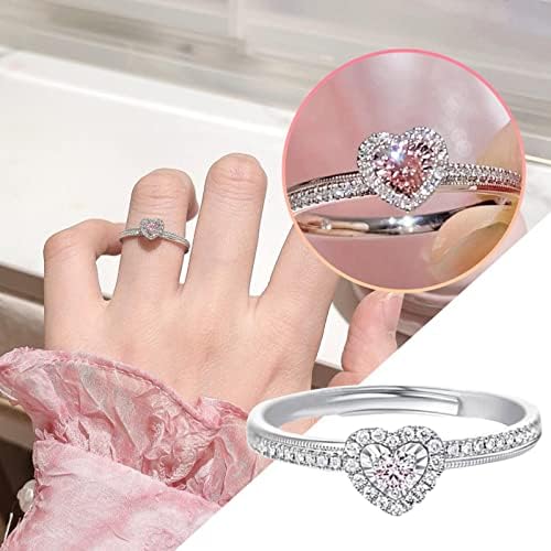 2023 חדש כסף יהלומי טבעת נשי אור יוקרה מתוק לב בצורת יהלומי טבעת מתנת חברה אישה טבעת