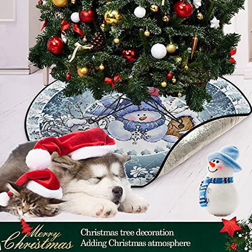 Visesunny חג שמח איש שלג פתית שלג מצוירת אופי עץ חג המולד מחצלת עץ עץ עץ עץ עץ מחצלת עץ חג המולד מגן