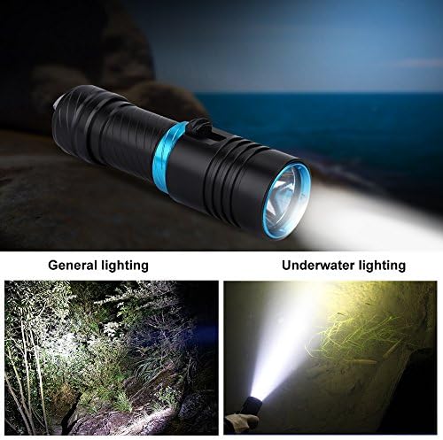 פנס מתחת למים 50 מ 'חיצוני חיצוני לפיד LED נייד סגסוגת אלומיניום סגסוגת פליטת פלייט אטומה למים לספורט מתחת למים