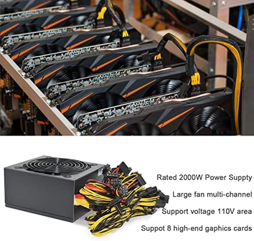 אספקת חשמל של 2000W כרייה מחשב Bitcoin Miner Power, ATX PSU תומך ב -8 כרטיס מסך עבור ETH BTC וכו ',