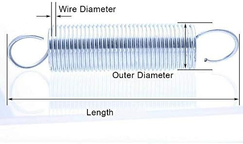 AHEGAS SPRING קוטר חוט 1 ממ אבץ לבן מצופה קוטר חיצוני 7 ממ קפיץ קפיץ עם הארכת וו אורך קפיץ 20-60 ממ 10