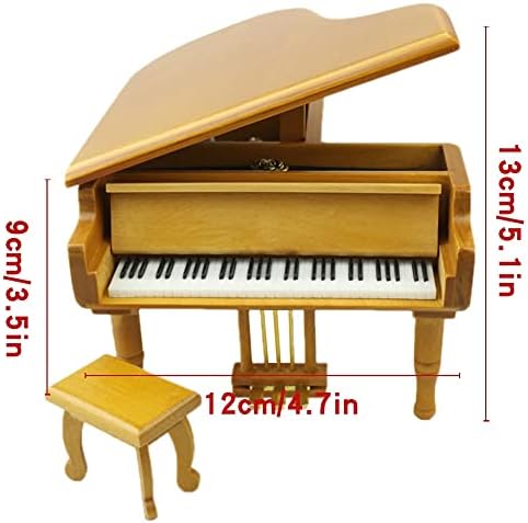 UXZDX עץ גרנד פעם על קופסת מוזיקה בצורת פסנתר בדצמבר עם צואה קטנה מתנה ליום הולדת יצירתי ליום האהבה