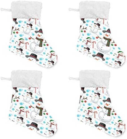 Jstel חג המולד שלג שלג גרב חג המולד קישוטים תלויים קישוטים, 4 חבילות גרביים תלויות קטנות עיצוב חג המולד,