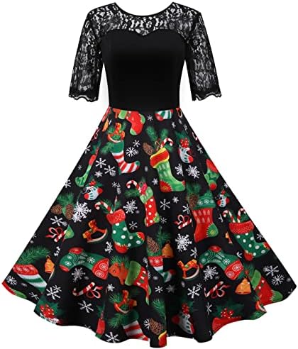 שמלה רשמית לחג המולד של נשים שנות ה-50 שנות ה-60 שמלות נדנדה וינטג ' רוקבילי שמלת מסיבת קוקטייל
