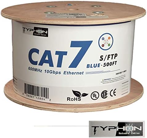 חתול 7 כבל אתרנט רשת 500 רגל במעלה קיר נחושת מוצקה טהורה 600 מגה הרץ חתול 7 חוט כחול