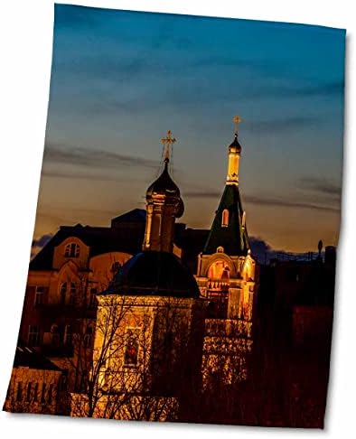 3drose Alexis Photography - עיר מוסקבה - הכנסייה המוארת בערב - מגבות