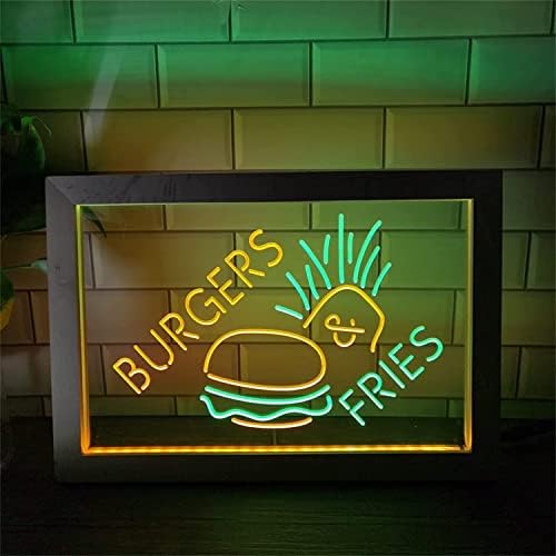 המבורגרים Dvtel צ'יפס שלט ניאון Led, אורות לילה של מזון מהיר אורות ניאון usb אקריליק, חותם זוהר קיר
