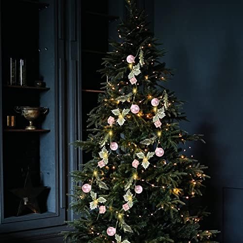 מיתר ABAODAM עץ מקורה ללא PINECONE ללא חג נורות כדור אורות כדורי חורף חג המולד סוללות נוריות לסגנון