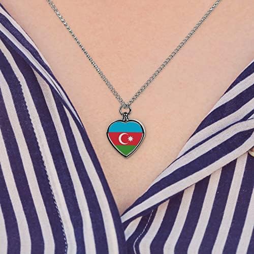 דגל של אזרבייג ' ן מודפס לחיות מחמד כד שרשרת עבור אפר לב שריפת גופות תכשיטי זיכרון תליון אפר מחזיק