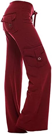 מכנסי יוגה של Bootcut לנשים אימון מכנסי יוגה מטען מכנסי טרנינג רגל רחבים מכנסיים פלאצו מכנסיים עם