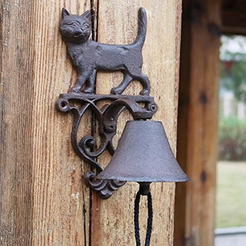 דלת דלת דלת חתולים וינטג 'פעמון, פעמון קיר ברזל יצוק כבד, חתולים קטנים מקסימים פעמוני יד/קיר טלטל ידנית פעמון