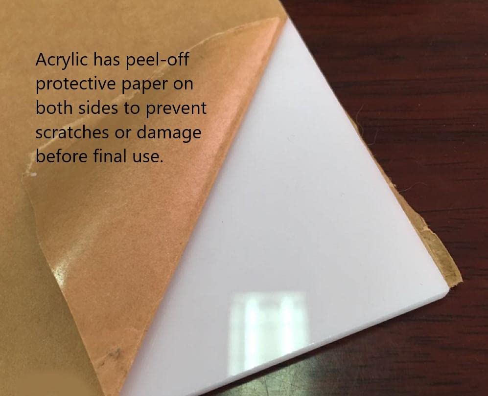 לבן יצוק אקריליק פרספקס גיליונות 1/8 עבה קל לחתוך פלסטיק מקלעת זכוכית עם מגן נייר לשלטים, עשה