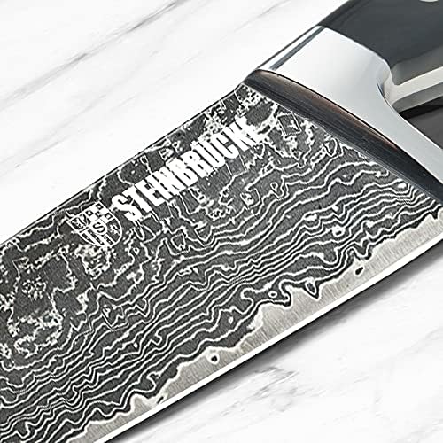 סכין שף 6 אינץ ' - סכין מטבח פרו מחושלת מנירוסטה גרמנית 8 קר15 מוב , טאנג מלא, סכין טבחים חדה עם ידית ארגונומית