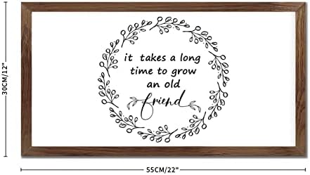 קיר תלוי שלט עץ ממוסגר ציטוטים חיוביים ידידות שאומרים שלוקח זמן רב לגדל חברים ותיקים כתבי קודש פסוקים