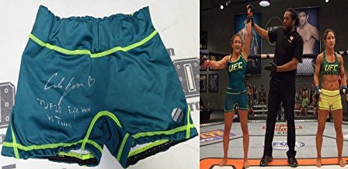 קרלה אספרזה חתמה על UFC TUF 20 קרב שחוק מכנסיים קצרים משומשים גזעים PSA/DNA V T Torres - גופיות UFC עם חתימה