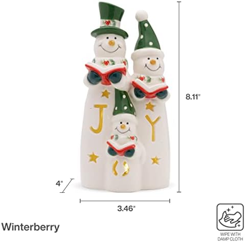 Pfaltzgraff Winterberry LED LED איש שלג שלישיית פסלונין, 8 אינץ '
