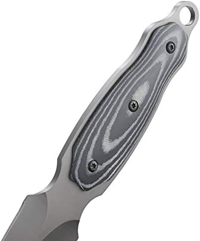סכין להב קבוע של CRKT עם משקל קל, גימור Ti Nitride כפול, ידית סיבים משופעת שרף, נדן עור עם קליפ