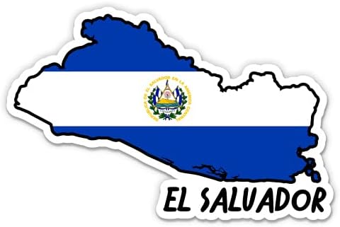 מפת אל סלבדור עם דגל - מדבקות מדבקות ויניל לטלפון, מחשב נייד, בקבוק מים - 3