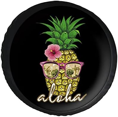 משקפי אננס של Aloha כיסוי גל גלגל עור PU מגן צמיג חילוף 14/15/16/17 אינץ 'מתאים לרוב המכוניות