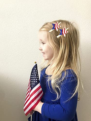 קליפי שיער של דגל אמריקאי לנשים מככבים היפינים פטריוטיים תנין נוצץ באביזרי שיער 4 ביולי.