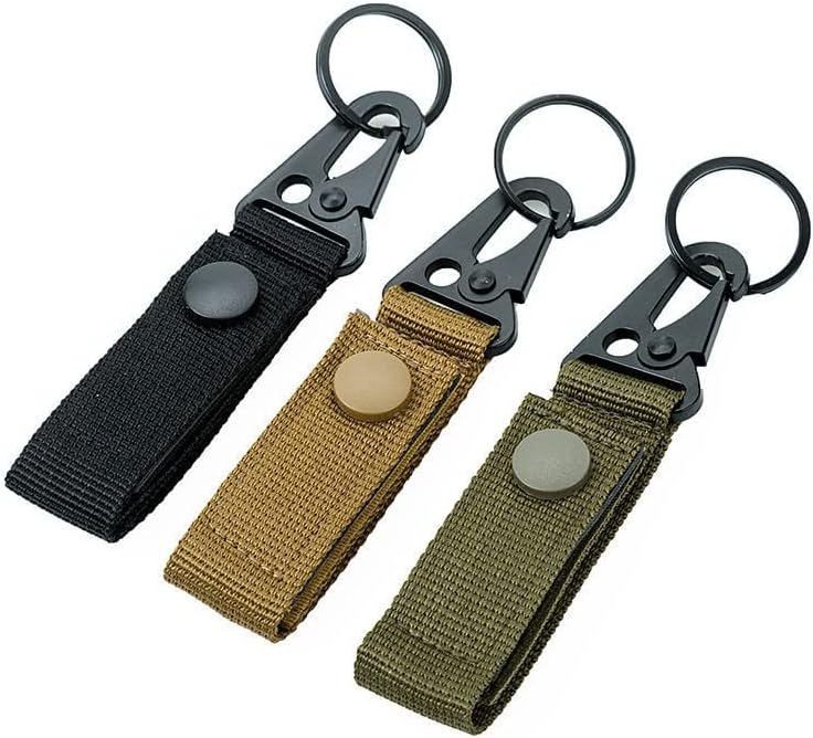 Luoqiufa טקטי טקטי טבעת טבעת טבעת שומר מפתח ניילון חגורת מפתחות מולי מולי קליפ אבזם קליפ לחגורות.