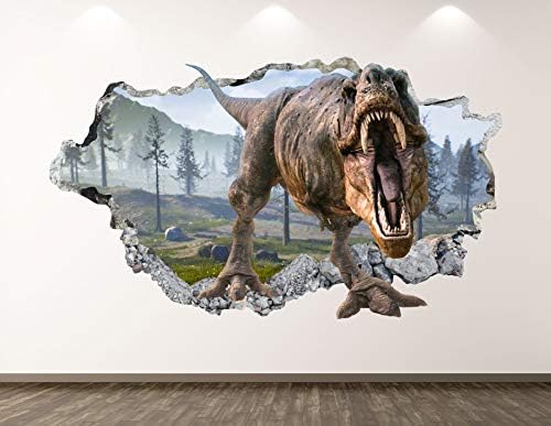 ווסט הר דינוזאור פראי קיר מדבקות אמנות תפאורה 3D מרוסקת T-REX מדבקה פוסטר לילדים חדר קיר מתנה בהתאמה
