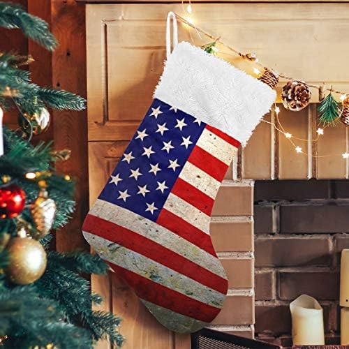 Pimilagu Retro American American Flag גרבי חג המולד 1 חבילה 17.7 , גרביים תלויים לקישוט חג המולד