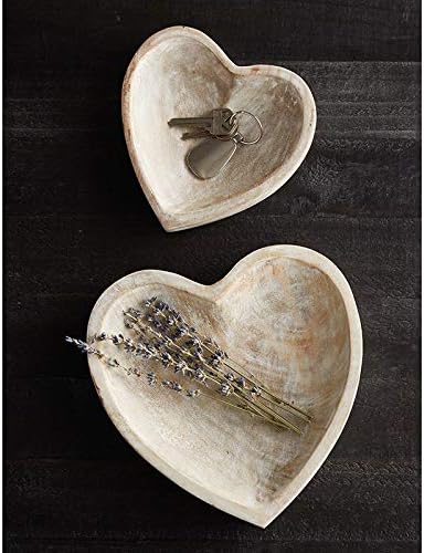 מותגים יצירתיים 47 ועיקריים מגולפים קערת עץ בצורת לב, גדולה, לבנה