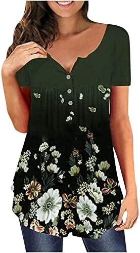 חולצות שרוול קצר נשים נ 'צוואר כותנה פרחונית פרחונית גרפית מזדמנת כושר רופף כושר רגוע כושר חול חולצה לבנות ב