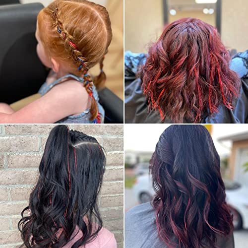 גוברואה 6 מארז טינסל שיער אדום, 47 אינץ ' 1000 קווצות תוספות שיער נצנצים לנשים ונערות, שיער פיות נוצץ עמיד
