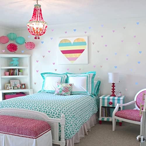 צבעי מים בוהו מדבקות קיר לב לחדר השינה לילדים - 5 דפוסים זמינים, עיצוב קיר בוהו, חדר לילדים