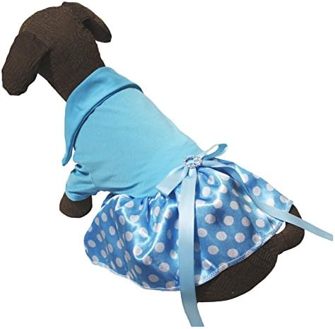 בגדי גור שמלת כלב רגיל כחול תכלת כותנה חולצת טוטו של פולקה לבנה טוטו