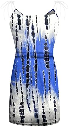 רצועות ספגטי להדפיס נשים שמלות מותניים עניבה 2023 שמלת חוף בוהו נ 'צוואר שרוולים ללא שרוולים עם כיסים