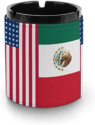 ארהב דגל מקסיקני עור מאפרה ספל מחזיק אפר סיגריות למשרד ביתי לרכב מקורה חיצוני 3.1 x 4