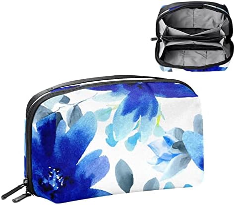 תיק קוסמטי,מקסים מרווח איפור שקיות נסיעות כחול פרחי צבעי מים מוצרי טואלטיקה תיק אביזרי ארגונית כמתנות