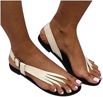 IQKA נשים סנדלים שטוחים קליפ כפכפים כפכפים סנדלי אופנה בריכת חוף מגלשות אבזם רצועת אבזם נעלי