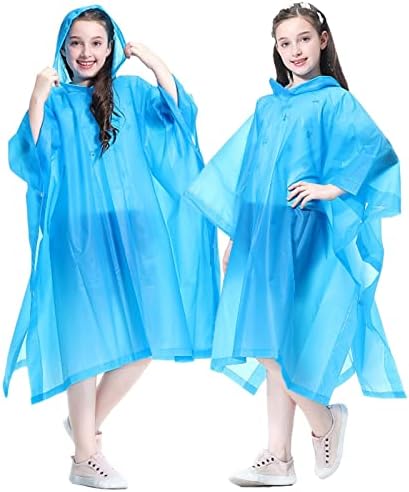 גשם פונצ ' ו עבור נוער גדול ילדים-2 חבילה אווה לשימוש חוזר עמיד למים מעיל גשם גשם מעיל הילוך