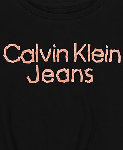 קלווין קליין בנות קצר שרוול עניבת קשר קדמי גרפי חולצה