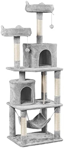 מגדל עץ החתולים של Yeaheetech, 70.5 ″ H רמה רב-עץ חתול חתלתול דירה עם 2 קונדוסים ו -2 מוטות קצף מרופדים ושריטות