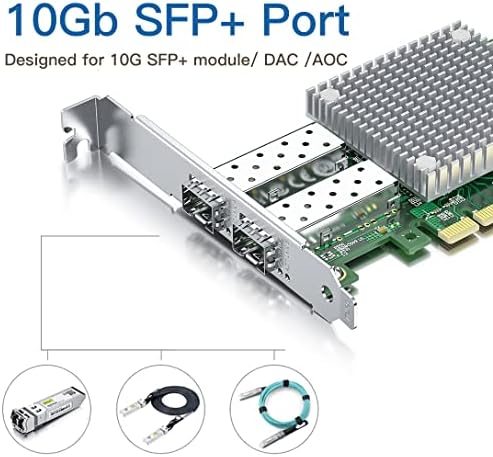 10GB SFP+ NIC עם 2 חבילה 10G מצב יחיד SFP+ מודול LC, Broadcom BCM57810S ChIP, יציאת SFP+ כפולה, PCI Express