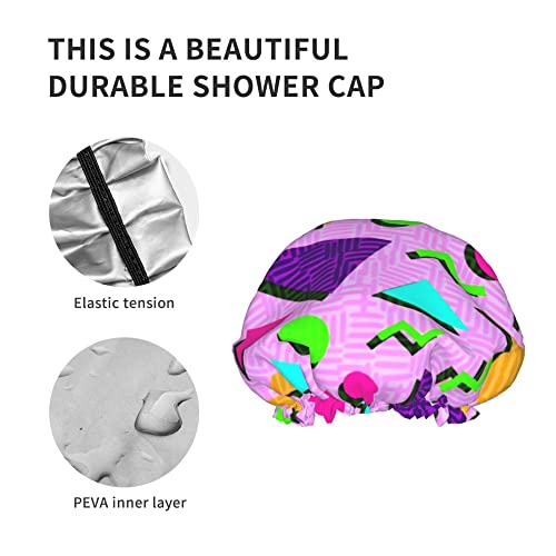כובע שיער מקלחת דפוס גיאומטרי גדול בכובעי אמבטיה בסגנון רטרו כובע שיער נייד חסד כובע מקלחת אטום למים מתכוונן