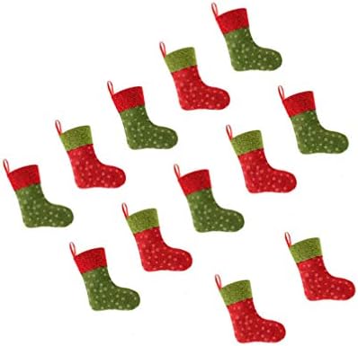 Amosfun Chrismas Socks 12 יח 'גרבי חג המולד תיק מתנה שקית פתית שלג גרביים תליון מתנה מחזיק פינוק שקע עץ עץ אח
