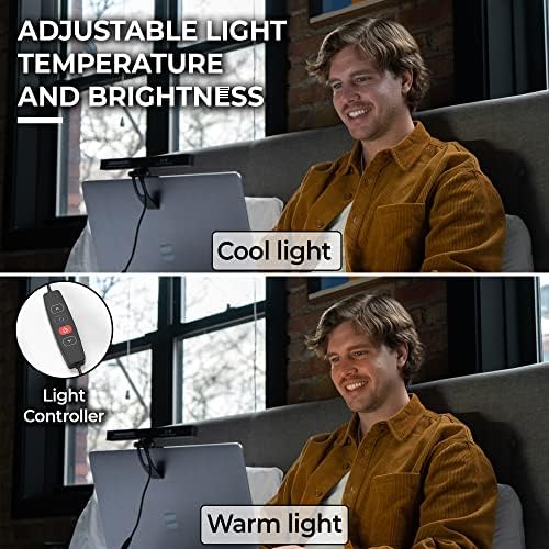 תאורת ועידת הווידיאו הומנסנטרית - אור מצלמת רשת לסטרימינג, צג LED ואור מחשב נייד לעידת וידאו, תאורת זום למחשב,