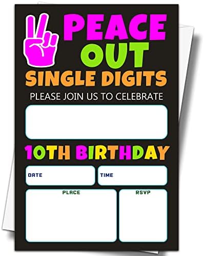Ystep הזמנות למסיבת יום הולדת 10, 20 כרטיסים הזמינו עם מעטפות, 4 x6 שלום ספרות רווקות מסיבת יום הולדת